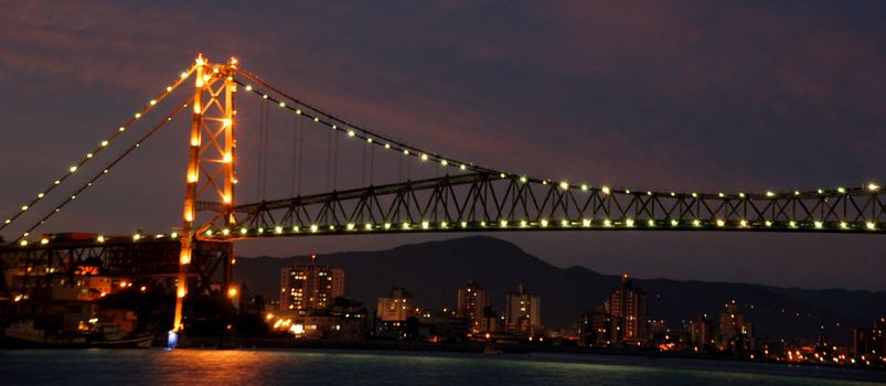 Florianopolis suspension bridge by night