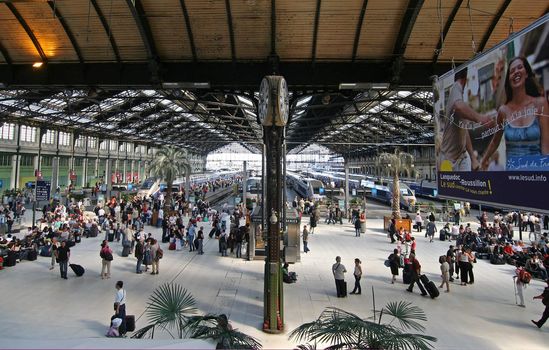 Interior of Gare de Lyon in Paris