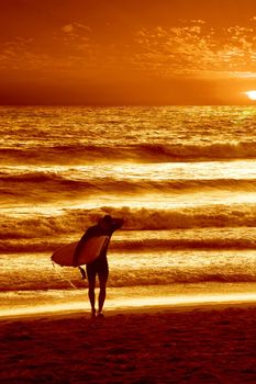 Surfer in Manly Australia, finishing up his last surfing run.
