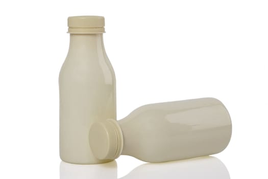 two milk bottle isolated on white background