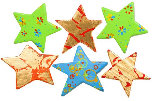 different shape of star, christmas decoration on white background