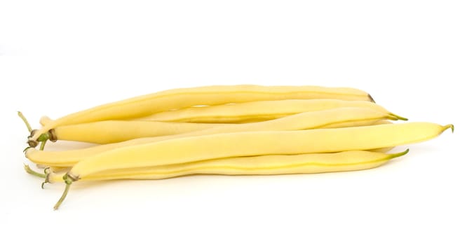 Yellow string beans isolated on white