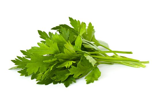 Leaves of parsley isolated on white background