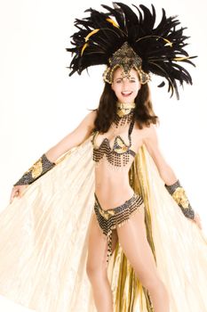 Young girl in a very elaborate costume Samba