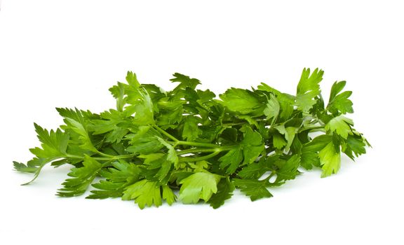 Leaves of parsley isolated on white background