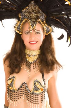 Young girl in a very elaborate costume Samba