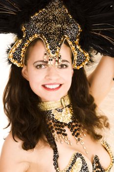 Young girl in a very elaborate costume Samba