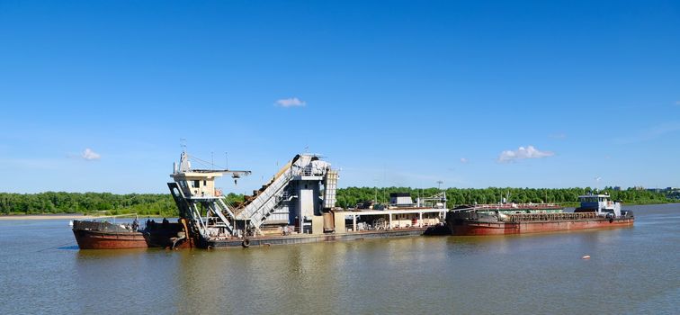 hydraulic dredge on river Irtysh Russia