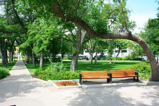 Victoria park in downtown Regina during a beautiful summer day