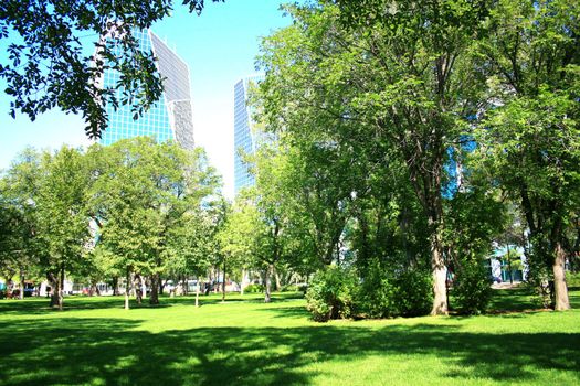 Victoria park in downtown Regina during a beautiful summer day