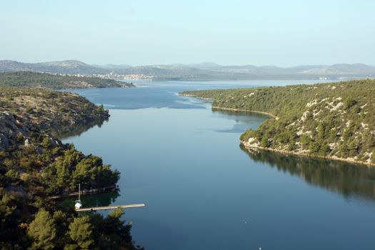 Krka is a large river with many waterfalls in Croatia