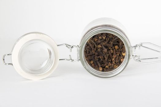 Cloves in a clear glass jar