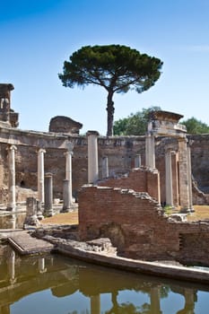 Roman columns in Villa Adriana, Tivoli, Italy