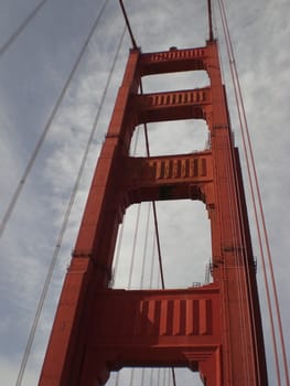 One of the towers of the Golden Gate Bridge in San Francisco, California