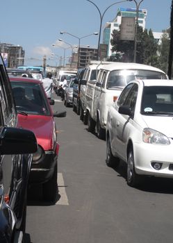 Mid day traffic jam in Addis Ababa, Ethiopia