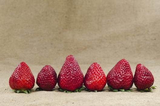 strawberries on burlap