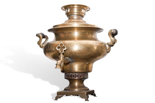 Copper samovar isolated on white with clipping path