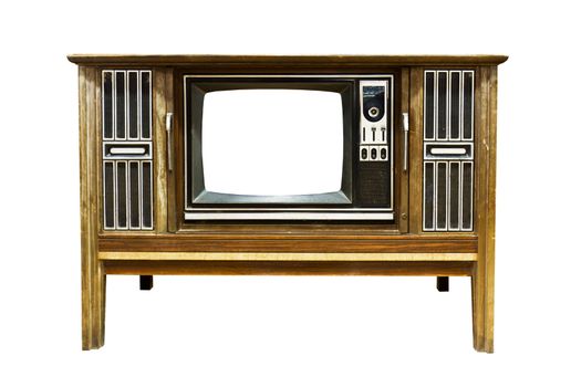 Retro Vintage television  on a white background