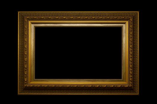 Picture gold frame with a decorative pattern on a black