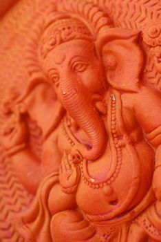isolated closeup of Ganesha God of Hindu religion