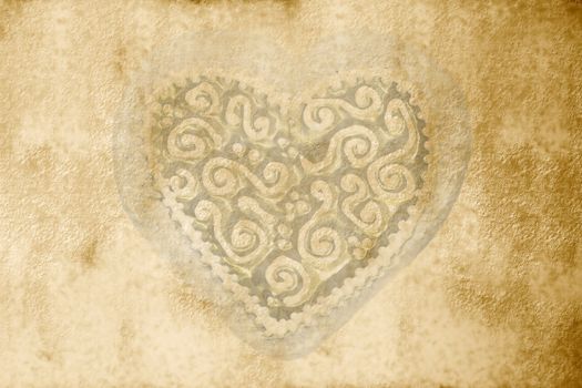 sepia parchment background with a clear heart