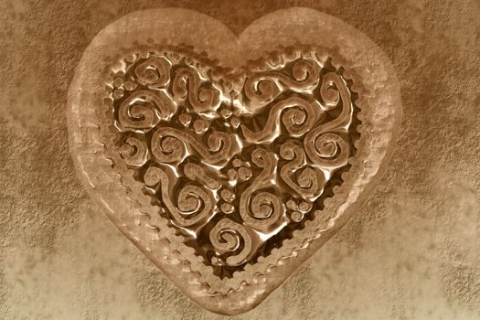 transparent heart background in sepia tone