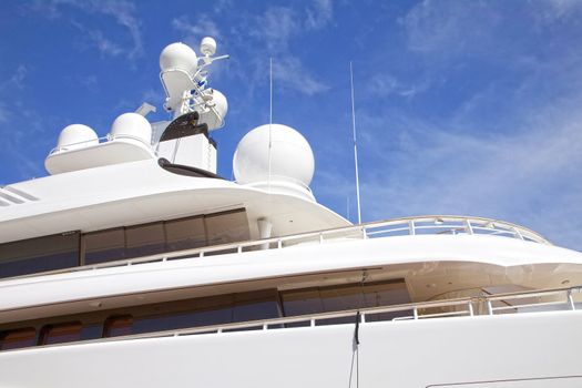 Yacht radar technology and communications equipment from luxurious yacht 