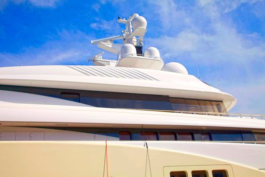 Yacht radar technology and communications equipment from luxurious yacht