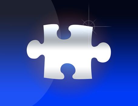 Jigsaw puzzle  in a gradient blue background.