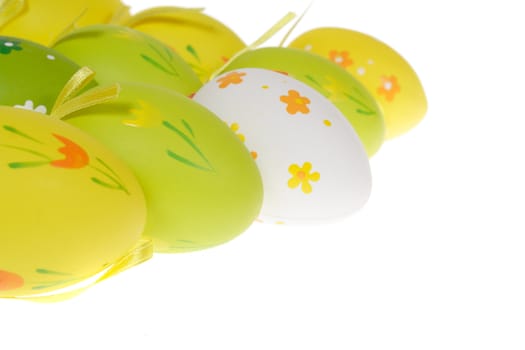 Painted Colorful Easter Eggs photo on the white background