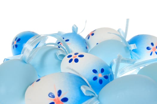 Painted Colorful Easter Eggs photo on the white background