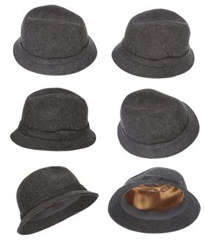 Tweed hat collection made of wool with white background