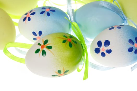 Painted Colorful Easter Eggs photo on the white background