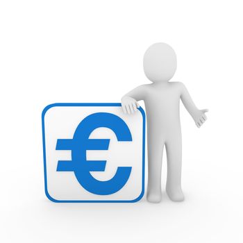 3d man human euro blue money business finance