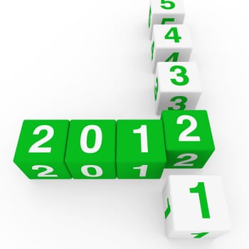 2011 2012 happy new year green 3d cube
