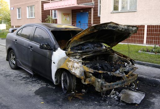 parking defective burned autocar 