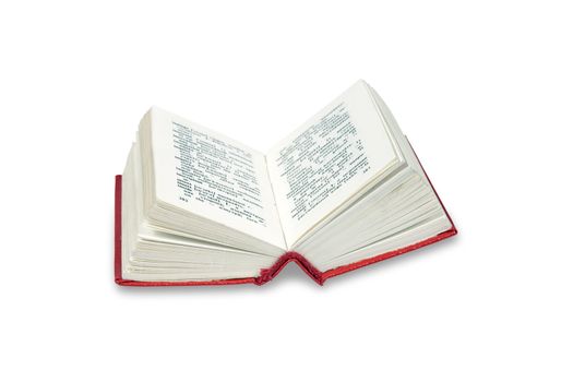 Open a small dictionary isolated on white with clipping path