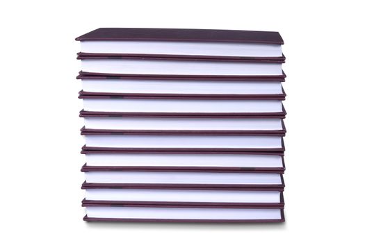 A large stack of books isolated on white with clipping path