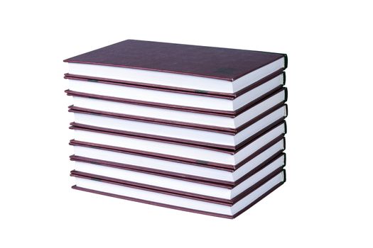 The books are neatly stacked   isolated on white with clipping path              