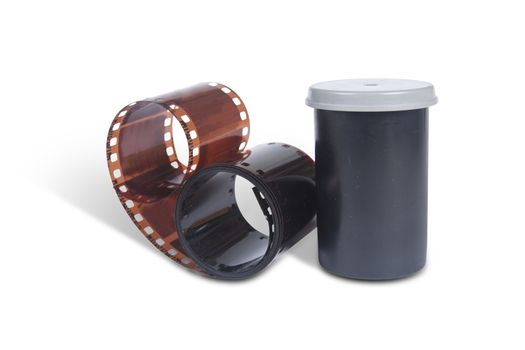 Film for analog photos. Container isolated on white with clipping path