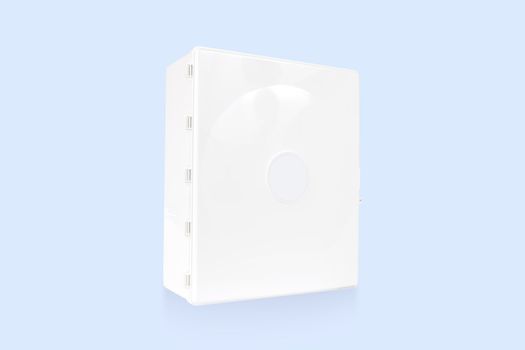 White box isolated on blue with clipping path