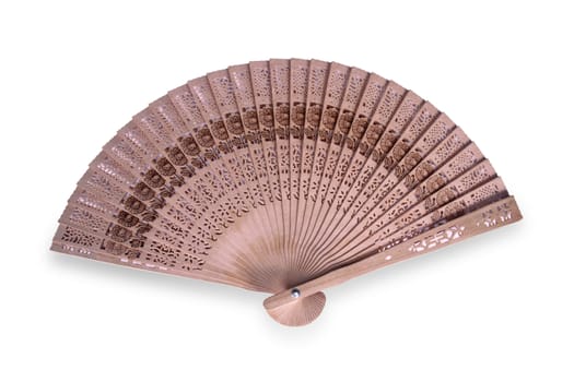 Fan wooden isolated on white with clipping path