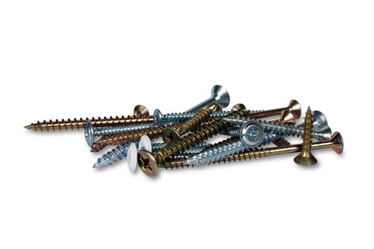 pile of screws Isolated on white with clipping path