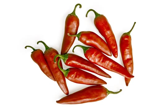 Some red hot peppers isolated on white background
