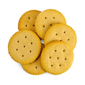 Several cracker cookies isolated on white background