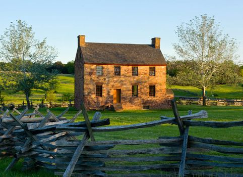The old stone house in the center of the Manassas Civil War battlefield site near Bull Run
