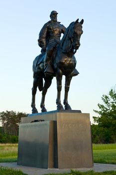 Statue to Stone Wall Jackson at Manassas battlefield near Bull Run, erected in 1940