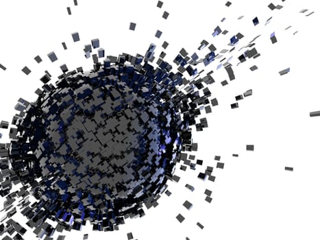 3d cube effect explosion abstract backgtound blue black