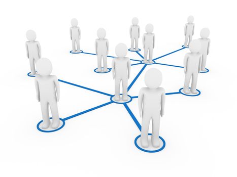 3d men network social blue people connection teamwork
