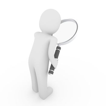 3d man human loupe search focus web business